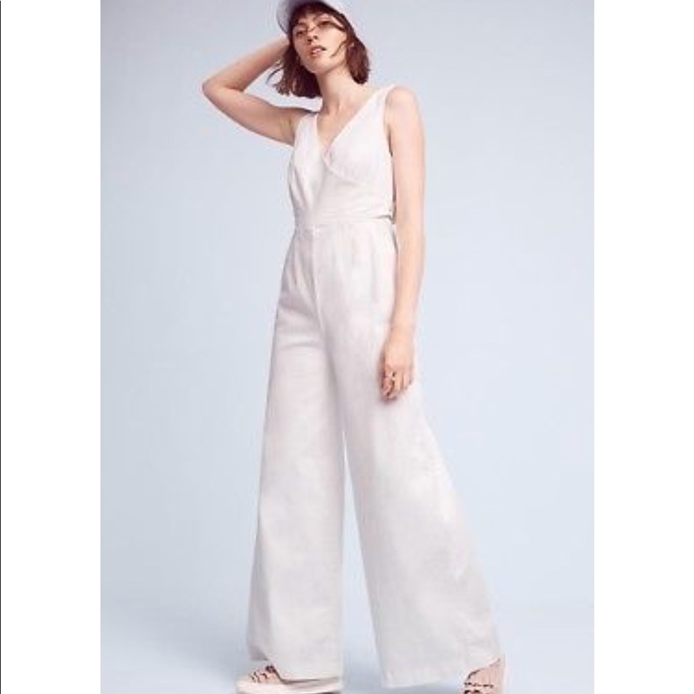 Anthropologie Chino White Jumpsuit
